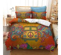 Set copripiumino 3D Peace Car Wing motivo artistico floreale set biancheria d...