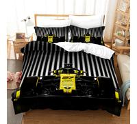 Set copripiumino 3D Racing Stripes motivo nero set biancheria da letto federe