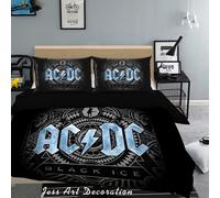 Set copripiumino 3D Rock AC DC set biancheria da letto federe 64
