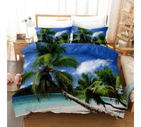 Set copripiumino 3D spiaggia albero di cocco cielo nuvola set biancheria da l...