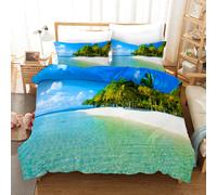 Set copripiumino 3D spiaggia albero di cocco cielo nuvola set biancheria da l...