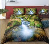 Set copripiumino 3D Spring Forest Landscape verde set biancheria da letto fed...