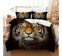 Set copripiumino 3D Tiger Animal sfondo nero set biancheria da letto federe 9