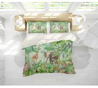 Set copripiumino 3D verde giungla animale tigre giraffa set biancheria da let...