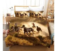 Set copripiumino 3D Wild Cowboy Horses set biancheria da letto federe