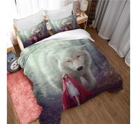 Set copripiumino 3D Wolf Girl Forest set biancheria da letto federe 6