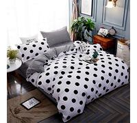 Set copripiumino a pois per letto singolo con stampa a pois neri, reversibile, motivo a quadri