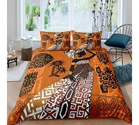 Set copripiumino africano singolo formato etnico africano paesaggio da letto set esotico afro donna animale consolatore copertura aborigeno copriletto in microfibra cerniera 2 pezzi
