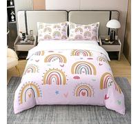 Set copripiumino arcobaleno in 100% cotone, per letto matrimoniale, con 2 federe, decorazioni arcobaleno, 100% cotone, set di biancheria da letto per ragazzi, ragazze, bambini e adulti