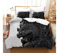 Set copripiumino arte leone statua in pietra 3D set biancheria da letto federe