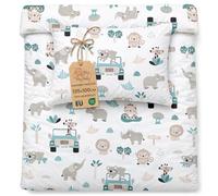 Set Copripiumino Bambini 100 x 135 cm Cotone Reversibile con Cerniera | Lenzuola lettino con federa per bimbo bimba neonato certificato Oeko-Tex in cotone morbido Africa