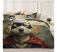 Set Copripiumino Benda Sull'Occhio Del Cocker Spaniel, Copripiumino 3 Pezzis in Microfibra Con Ritratto Di Animale Dipinto A Olio, Comprendente 1 Copripiuminos 240x220cm + 2 Federes