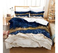 Set copripiumino blu con motivo in marmo 3D set lenzuola federe