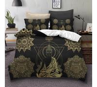 Set copripiumino Buddha oro 3D set biancheria da letto federe