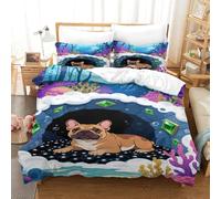 Set Copripiumino Bulldogs at The Entrance of The Cave Biancheria Da Letto Stampa Digitale Microfibra Morbida E Leggera Con Federa E Copripiumini A Cerniera Per Ragazze, Ragazzi Single(140x200cm)