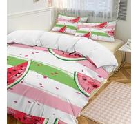 Set copripiumino colorato anguria 3 pezzi con 2 federe colorate strisce calde chiusura con cerniera morbido set di biancheria da letto per tutte le stagioni 218 x 178 cm