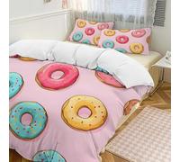 Set copripiumino colorato con ciambelle colorate, 3 pezzi, con 2 federe, set copripiumino caldo con chiusura a cerniera, morbido set di biancheria da letto per tutte le stagioni, 218 x 178 cm