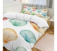 Set copripiumino colorato con conchiglie colorate, 3 pezzi, con 2 federe, caldo set di biancheria da letto con chiusura a cerniera, per tutte le stagioni, 201 x 229 cm