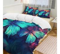 Set copripiumino con farfalle colorate, 3 pezzi, con 2 federe, fantasia calda, chiusura con cerniera, morbido set di biancheria da letto per tutte le stagioni, 259 x 229 cm