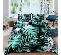 set copripiumino con foglie di palma tropicali e piante botaniche, set di biancheria da letto ragazze, con 2 federe