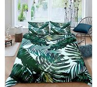 Set copripiumino con foglie tropicali con stampa di foglie botaniche, motivo floreale, 3 pezzi, per letto