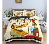 Set copripiumino con motivo antico Egitto, cultura egiziana, retrò, esotico, tribale, simboleggia la piramide del faraone, set di biancheria da letto, decorativo, 3 pezzi (colore 11, singolo: 135 x