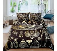 Set copripiumino con motivo antico Egitto, cultura egiziana, stile retrò, esotico, tribale, simboleggia la piramide del faraone, set di biancheria da letto per adolescenti e adulti, 3 pezzi (colore 5