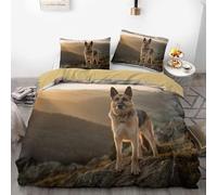 Set copripiumino con pastore tedesco, 3 pezzi, per letto queen/king size, con 2 federe, in morbida microfibra, per gli amanti dei cani, decorazione per la casa (02,240 x 220 cm + 50 x 75 cm x 2)