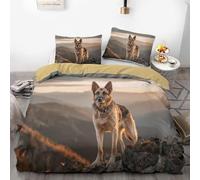 Set copripiumino con pastore tedesco, 3 pezzi, per letto queen/king size, con 2 federe, in morbida microfibra, per gli amanti dei cani, decorazione per la casa (01,200 x 200 cm + 80 x 80 cm x 2)