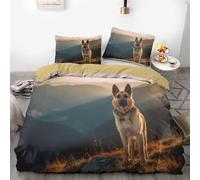 Set copripiumino con pastore tedesco, 3 pezzi, per letto queen/king size, con 2 federe, in morbida microfibra, per gli amanti dei cani, decorazione per la casa (04,240 x 220 cm + 50 x 75 cm x 2)