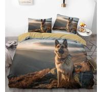 Set copripiumino con pastore tedesco, 3 pezzi, per letto queen/king size, con 2 federe, in morbida microfibra, per gli amanti dei cani, decorazione per la casa (03, 200 x 200 cm + 80 x 80 cm x 2)