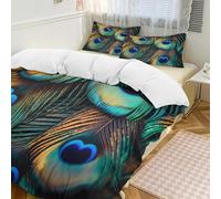 Set copripiumino con piume, 3 pezzi, con 2 federe, stile etnico, caldo, con chiusura a cerniera, morbido set di biancheria da letto per tutte le stagioni, 259 x 229 cm