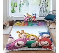 Set Copripiumino Con Stampa 3D Di Oddbods, Animazione Stampe Bambini Set Di Biancheria Da Letto, in Microfibra Di Con Federa Per Cuscino E Cerniera Single(135x200cm)
