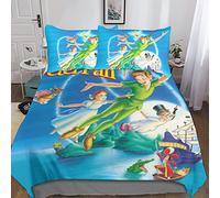 Set Copripiumino Con Stampa 3D Di Peter Pan, Animato Stampe Bambini Set Di Biancheria Da Letto, in Microfibra Di Con Federa Per Cuscino E Cerniera Double(200x200cm)
