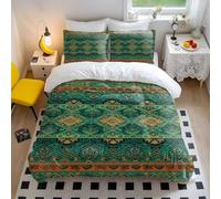 Set copripiumino con stampa, con silhouette di animali africani, stile geometrico fusion, design 3D, per la decorazione della camera da letto (03, king size, 240 x 220 cm, 65 x 65 cm x 2)