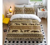 Set copripiumino con stampa, con silhouette di animali africani, stile geometrico fusion, design 3D, per la decorazione della camera da letto (05, matrimoniale, 200 x 200 cm, 65 x 65 cm x 2)