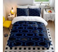 Set copripiumino con stampa di nebulosa a nido d'ape dorato, ispirato alla tecnologia, blu scuro, ultra morbido, 3 pezzi, per decorazione moderna della camera da letto (05, matrimoniale200 x 200 cm +