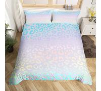 Set copripiumino con stampa leopardata con stampa ghepardo set di biancheria da letto per bambini ragazzi ragazze safari animali selvatici Decor trapunta set microfibra Ombre copriletto rosa blu bian