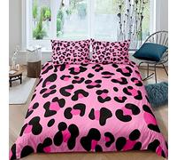Set copripiumino con stampa leopardata per letto matrimoniale per bambino adolescente adulto ghepardo leopardo Decotive 3 pezzi copripiumino set e 2 cuscini sham Africa tema animale rosa nero