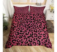 Set copripiumino con stampa leopardata rosa glitterata stampa ghepardo set biancheria da letto per bambini ragazzi ragazze animali selvatici Set copripiumino in microfibra geometrica copriletto bianc