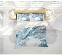Set copripiumino con struttura in marmo blu 3D set biancheria da letto federe 64