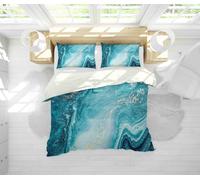 Set copripiumino con struttura in marmo blu 3D set biancheria da letto federe 64