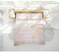 Set copripiumino con struttura in marmo rosa 3D set biancheria da letto feder...