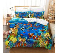 Set copripiumino copripiumino 3D blu mare pesce oceano federe