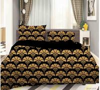 Set copripiumino copripiumino 3D motivo geometrico nero oro federe letto