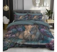 Set Copripiumino Copripiumino in Microfibra Premium- Set di Biancheria da Letto animale e floreale Il leone era sdraiato nella vasca da bagno., Morbido e Ipoallergenico (Blu, Matrimoniale 230x220cm)