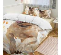 Set copripiumino da 3 pezzi con 2 federe, motivo cane che corre, con grazioso labrador, caldo e chiusura a cerniera, morbido set di biancheria da letto per tutte le stagioni, 218 x 178 cm