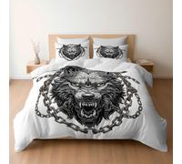 Set copripiumino design Lupo Arrabbiato Catene Arte, set di biancheria da letto singolo 135 x 200 cm reversibile, ultra morbido, ipoallergenico, di lusso, con chiusura a cerniera, Bianco