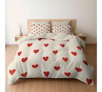 Set copripiumino design Minimal carino piccolo cuore rosso, set di biancheria da letto Doppia 200 x 200 cm reversibile, ultra morbido, ipoallergenico, di lusso, con chiusura a cerniera, Taupe chiaro