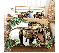 Set copripiumino dinosauri 3D set biancheria da letto federe 64